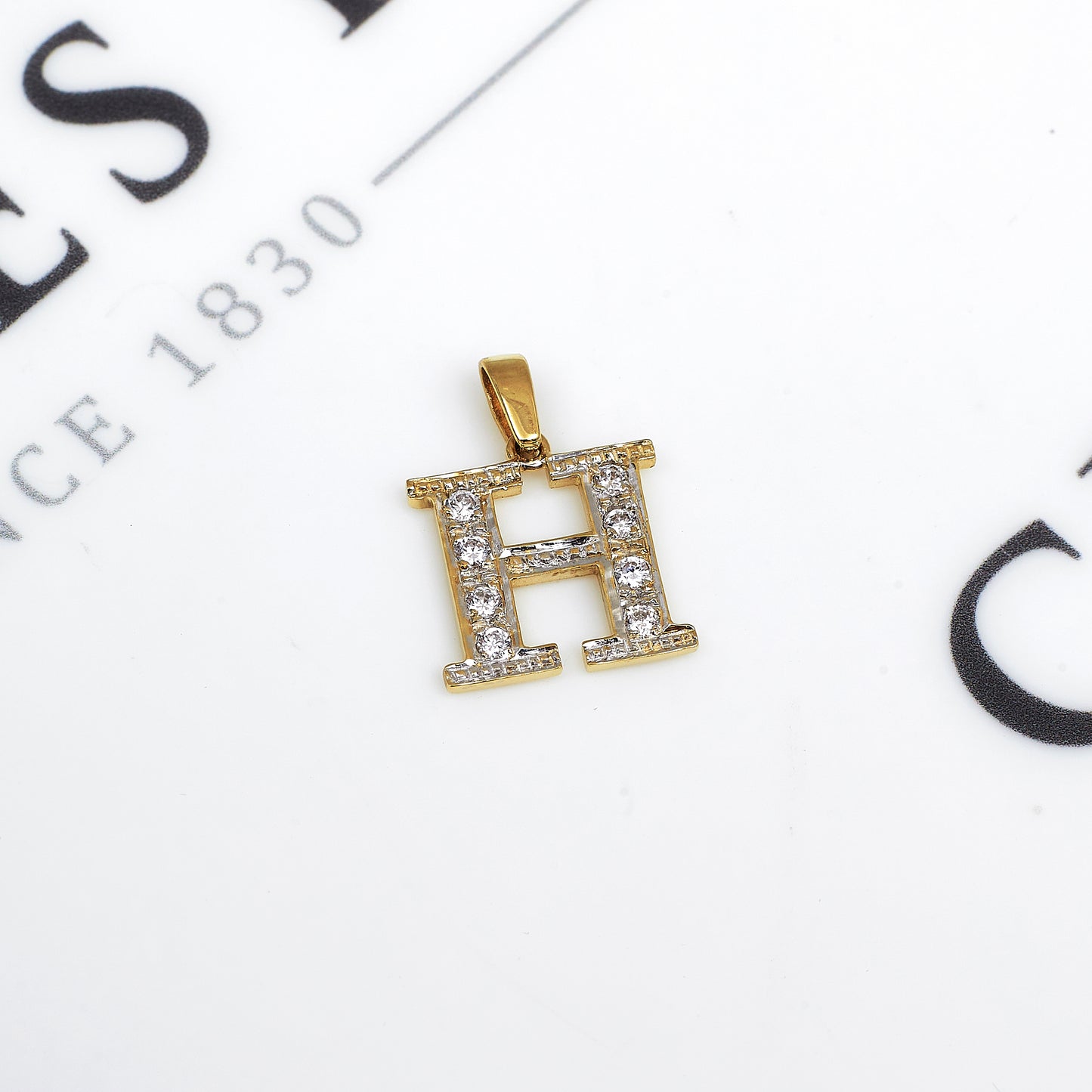 Pre-Owned 9ct Gold CZ H Initial Pendant