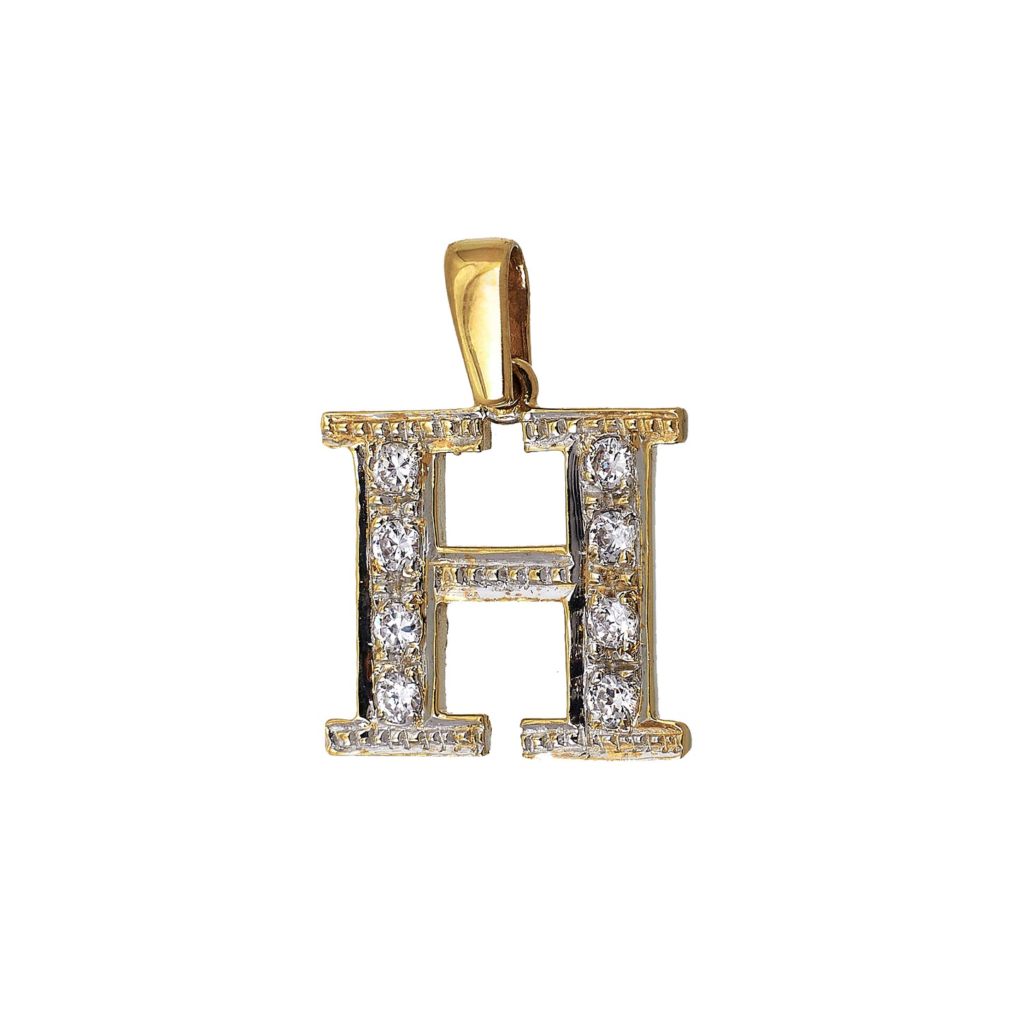 Pre-Owned 9ct Gold CZ H Initial Pendant