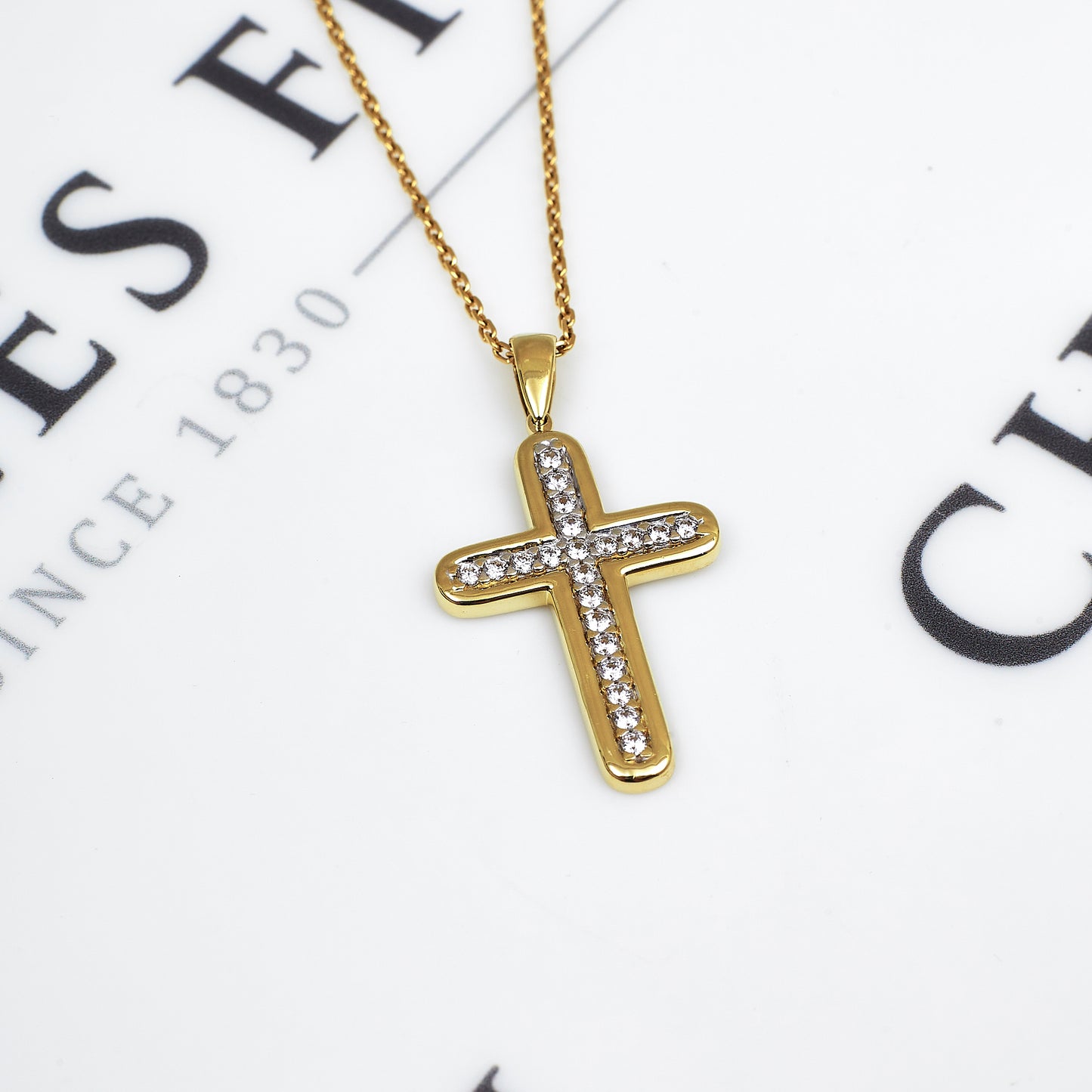 Pre-Owned 9ct Gold CZ Cross Pendant