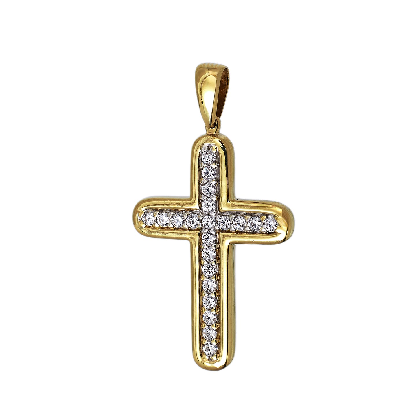 Pre-Owned 9ct Gold CZ Cross Pendant