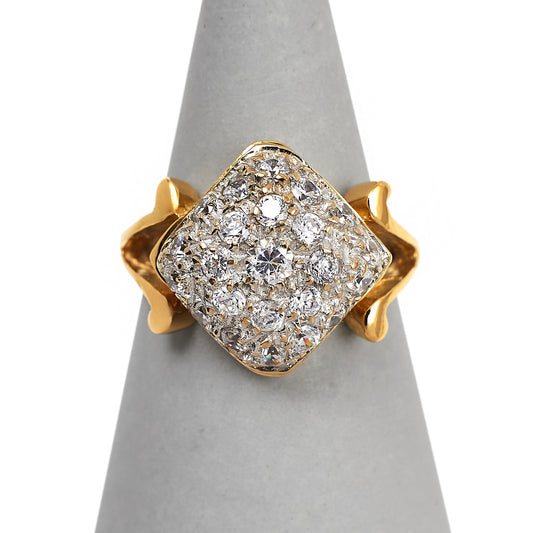 Pre-Owned 18ct Gold CZ Diamond Shaped Dress Ring