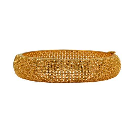 Pre-Owned 22ct Gold Bead Filigree Hinged Bangle