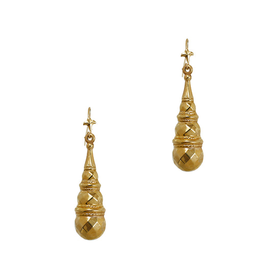 Pre-Owned 9ct Gold Bomber Drop Earrings 