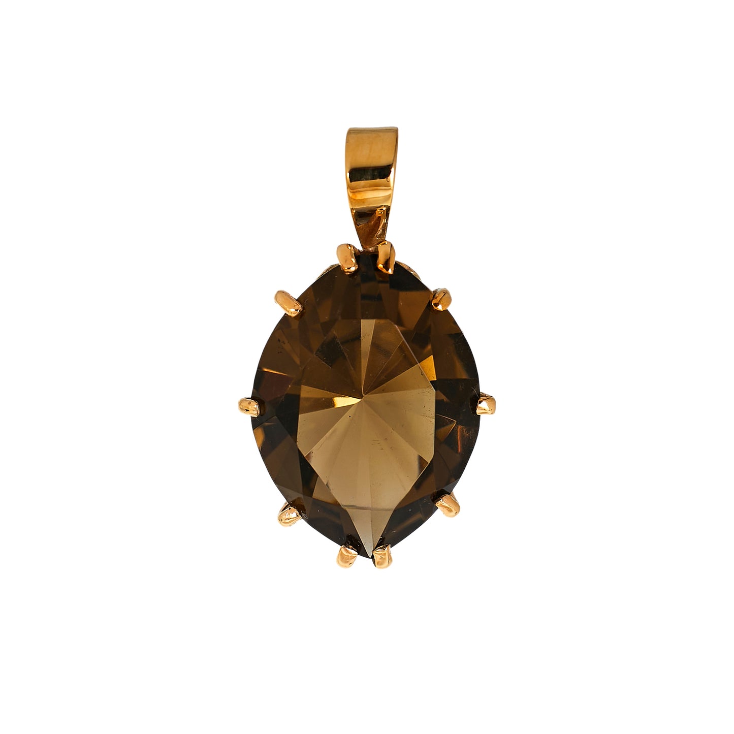 Pre-Owned 9ct Gold Oval Smokey Quartz Pendant