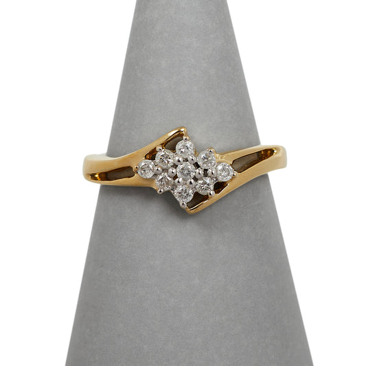 Pre-Owned 9ct Gold Diamond Rhombus Cluster Ring