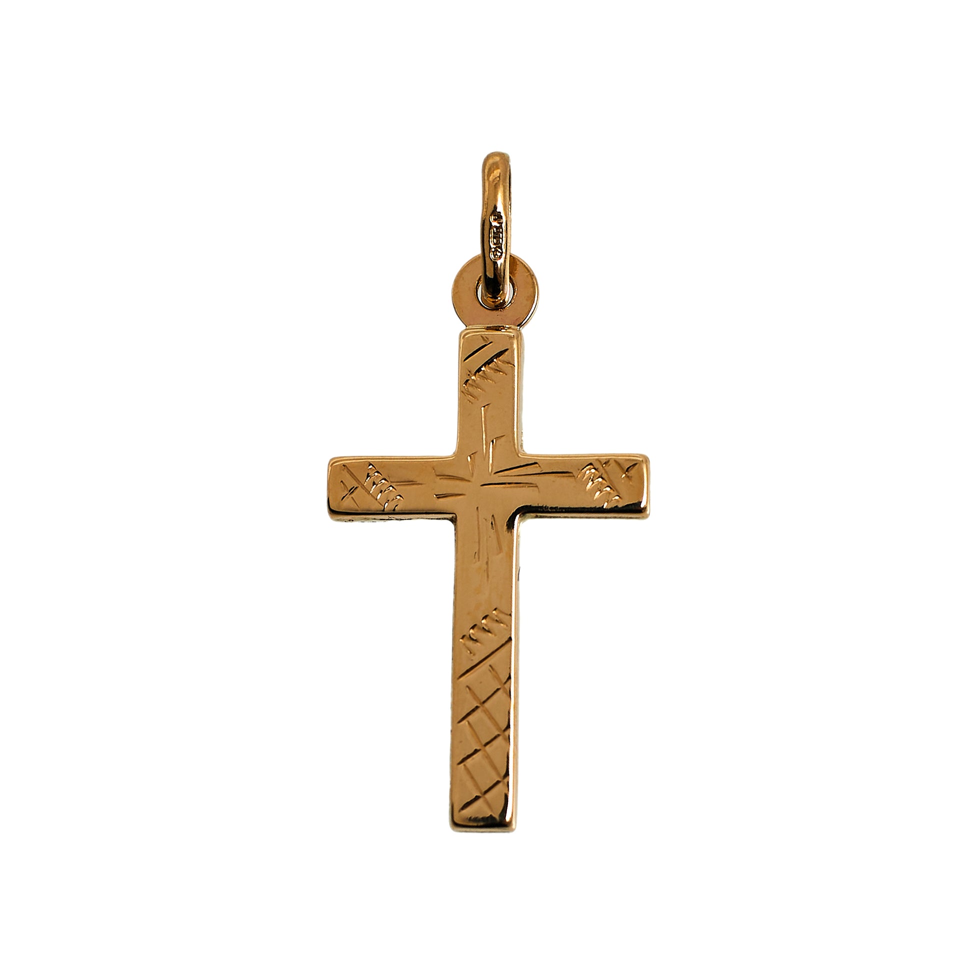 Pre-Owned 9ct Gold Patterned Cross Pendant 