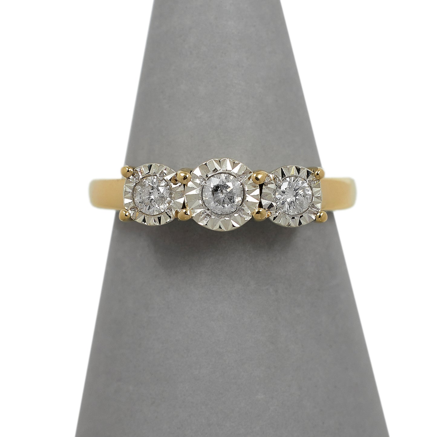 Pre-Owned 9ct Gold Diamond Trilogy Ring - Size K