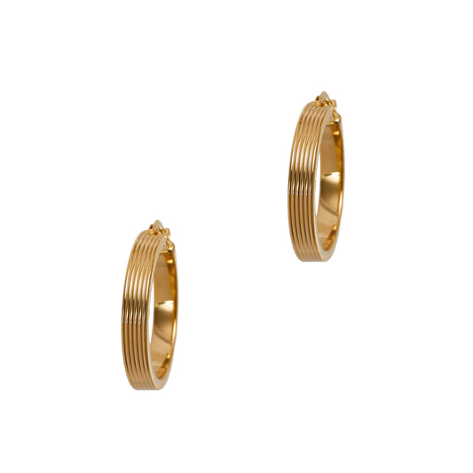 Pre-Owned 14ct Gold Grooved Creole Hoop Earrings