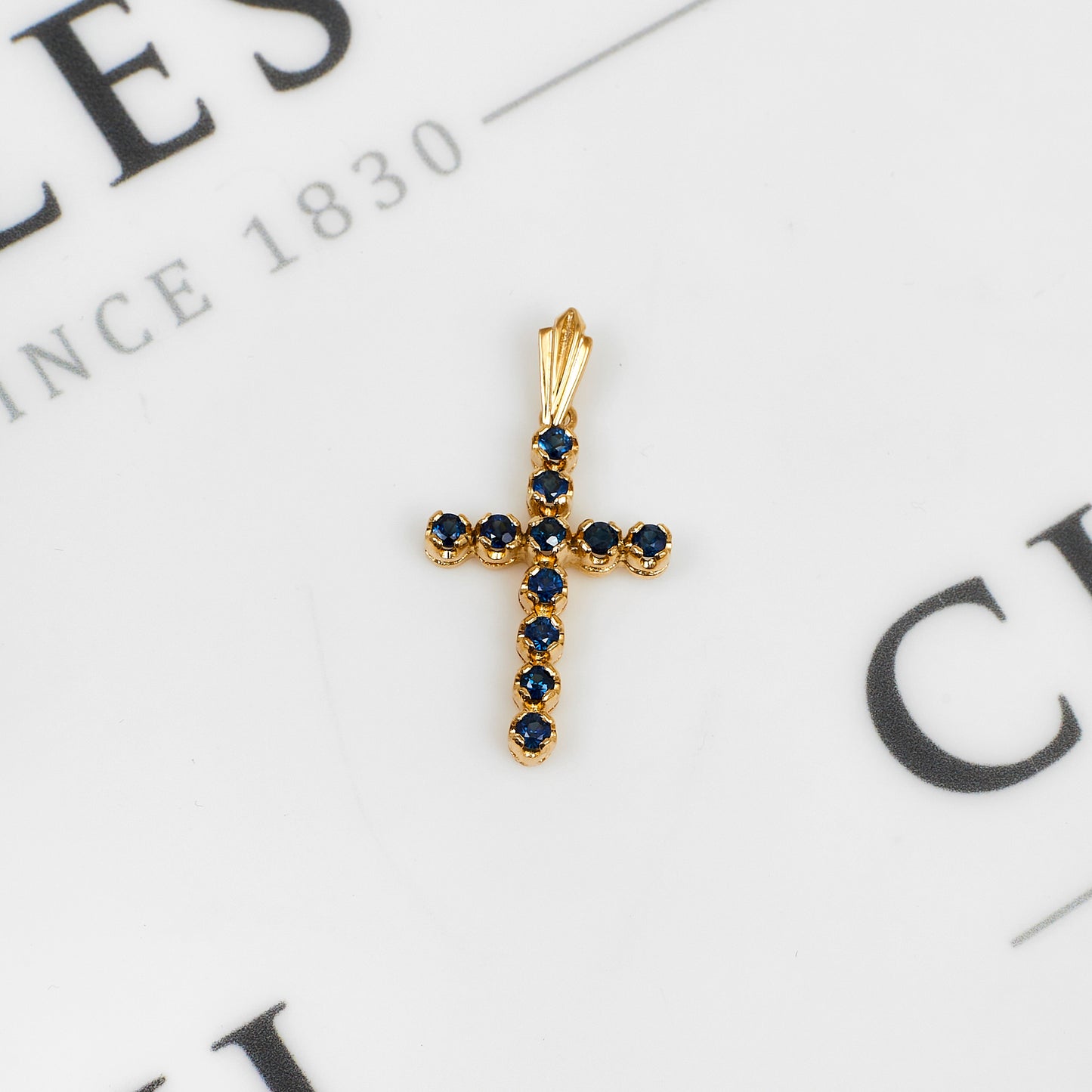 Pre-Owned 9ct Gold Sapphire Cross Pendant