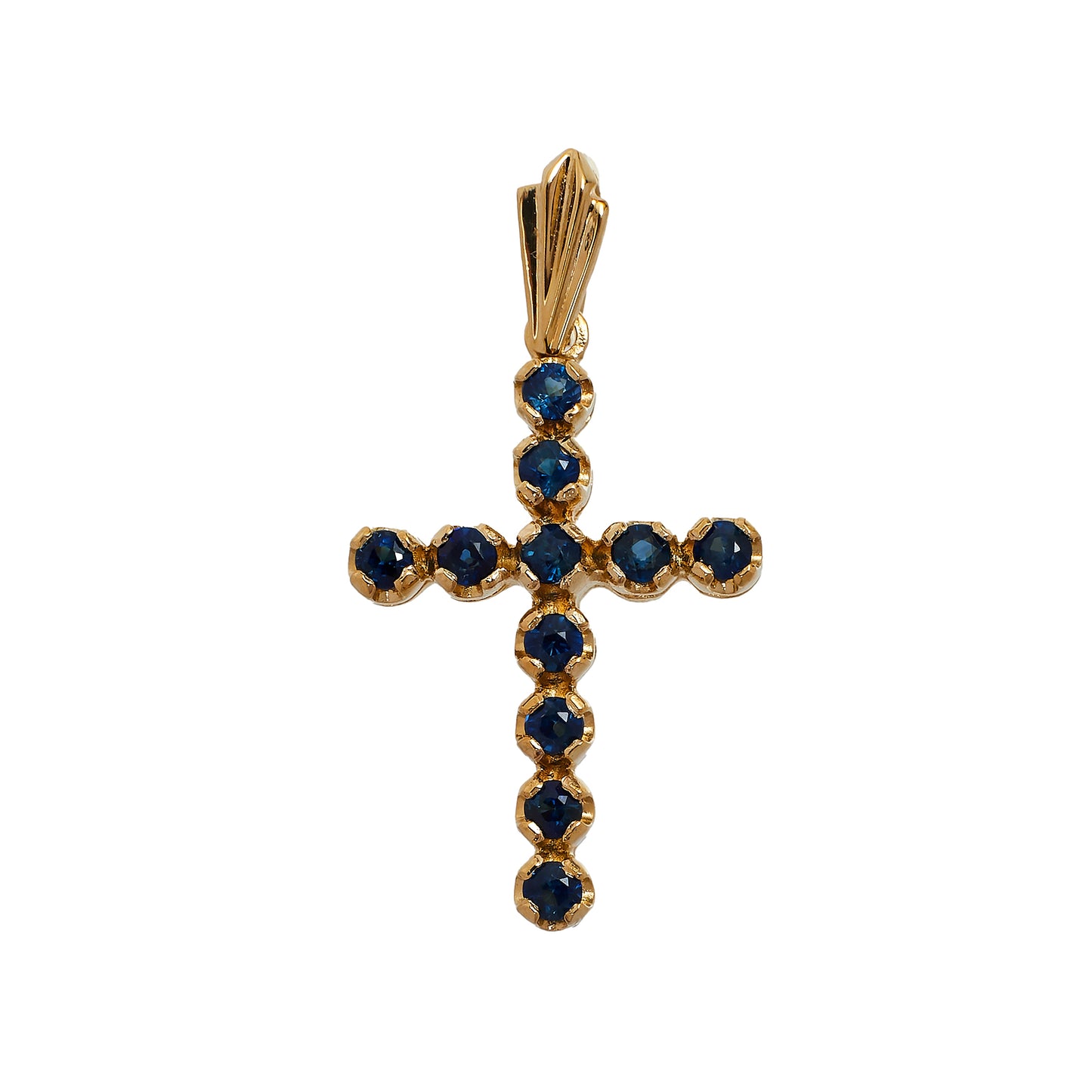 Pre-Owned 9ct Gold Sapphire Cross Pendant