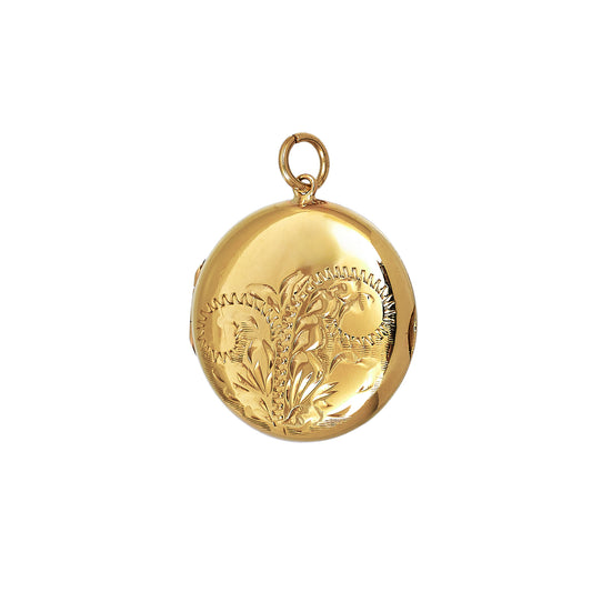 Pre-Owned 9ct Gold Round Patterned Locket Pendant