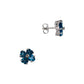 Pre-Owned 9ct White Gold Blue Topaz & Diamond Flower Earrings