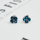 Pre-Owned 9ct White Gold Blue Topaz & Diamond Flower Earrings