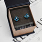 Pre-Owned 9ct White Gold Blue Topaz & Diamond Flower Earrings