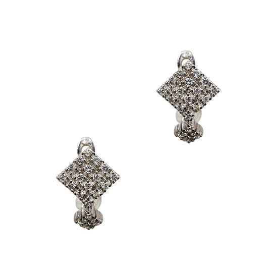 Pre-Owned 14ct White Gold CZ Diamond Shaped Earrings 