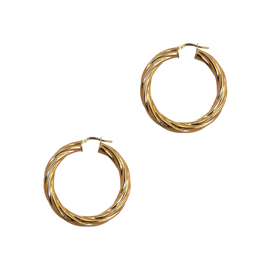 Pre-Owned 9ct Gold Twist Creole Hoop Earrings