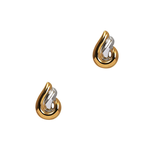 Pre-Owned 18ct Gold Two Tone Swirl Stud Earrings 