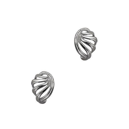 Pre-Owned 9ct White Gold Swirl Stud Earrings