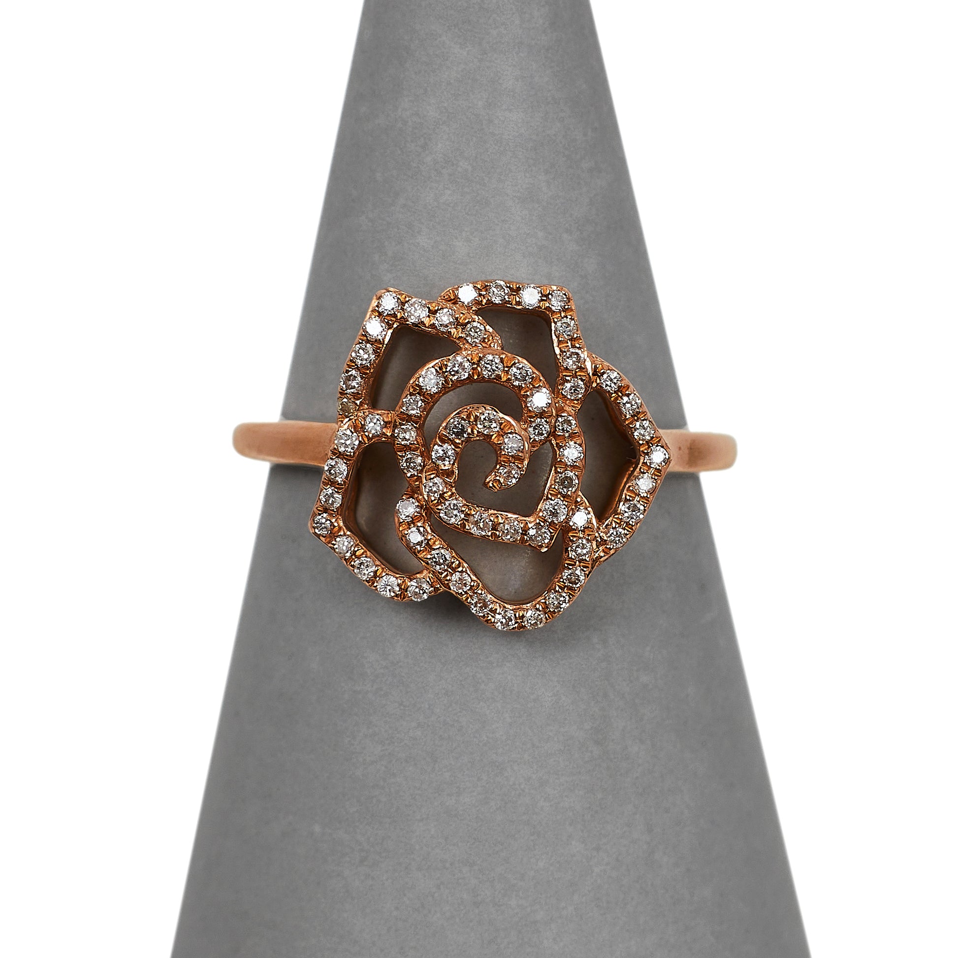  Pre-Owned 9ct Rose Gold & Diamond Rose Ring