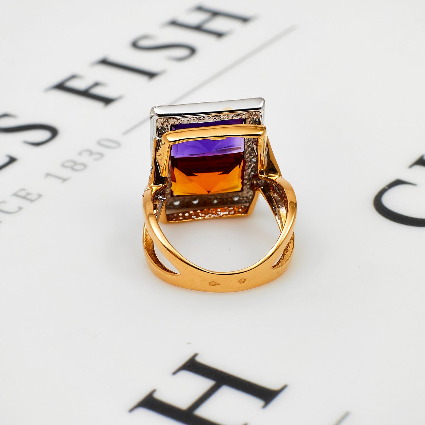 Pre-Owned 18ct Gold Citrine Amethyst & CZ Cocktail Ring