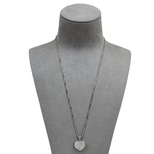 Pre-Owned 9ct White Gold Heart Locket Necklace 