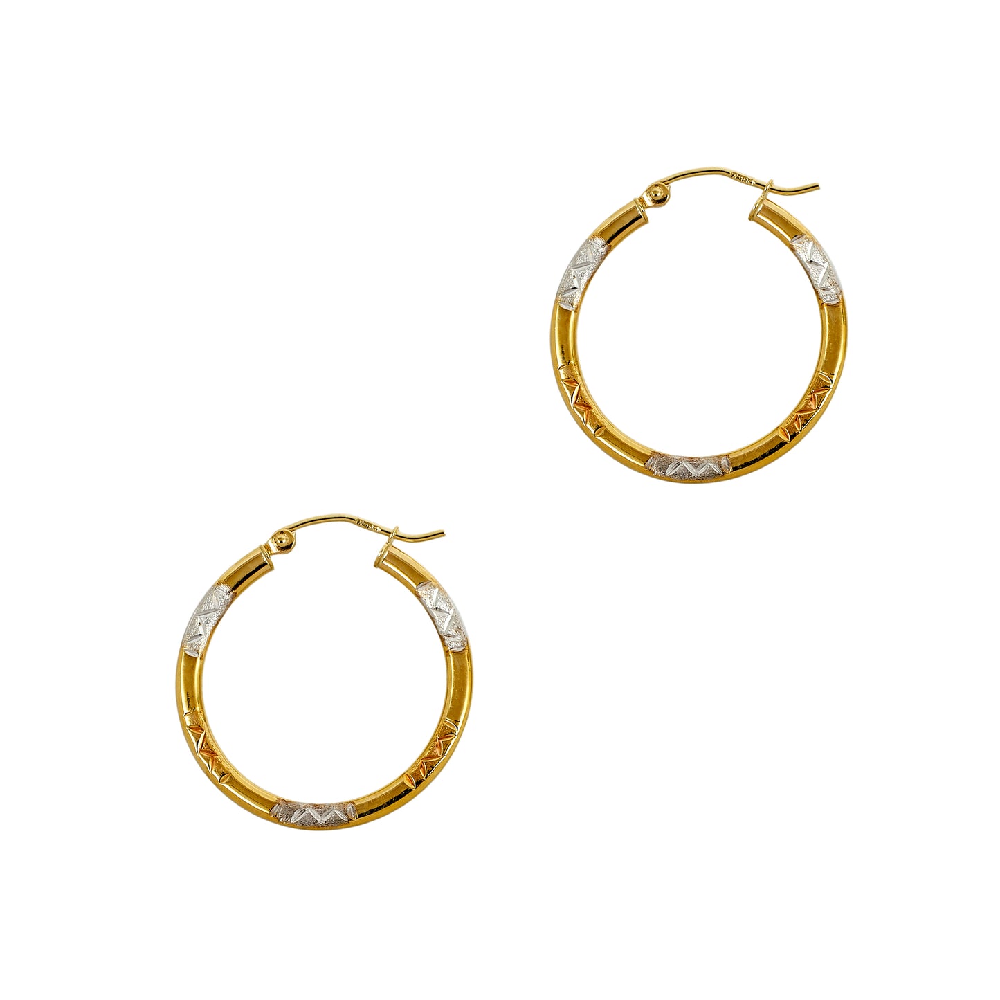  Pre-Owned 9ct Gold Tricolour Creole Hoop Earrings 
