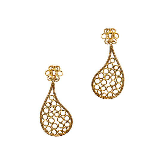 Pre-Owned 18ct Gold Large Paisley Drop Earrings