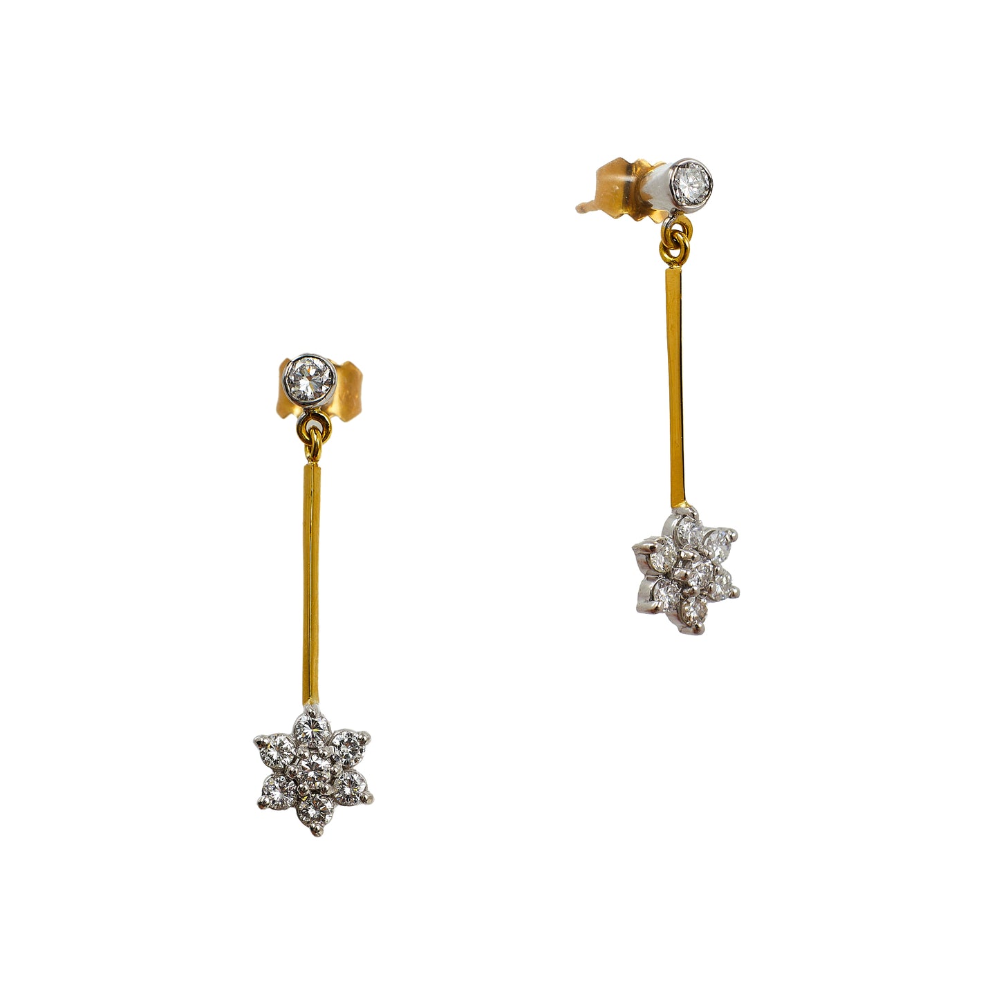 Pre-Owned 18ct Gold Flower Drop Earrings