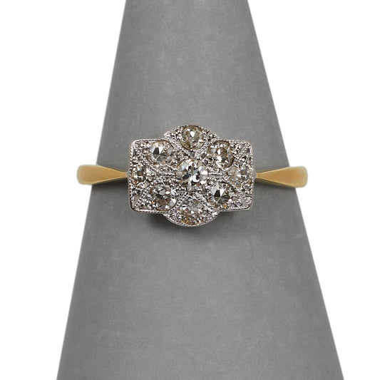 Pre-Owned 18ct Gold Diamond Cluster Ring - Size M