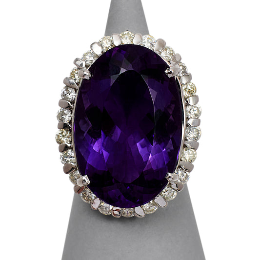 Pre-Owned 14ct Diamond & Amethyst Cocktail Ring