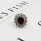 Pre-Owned 14ct White Gold Garnet & Diamond Cocktail Ring