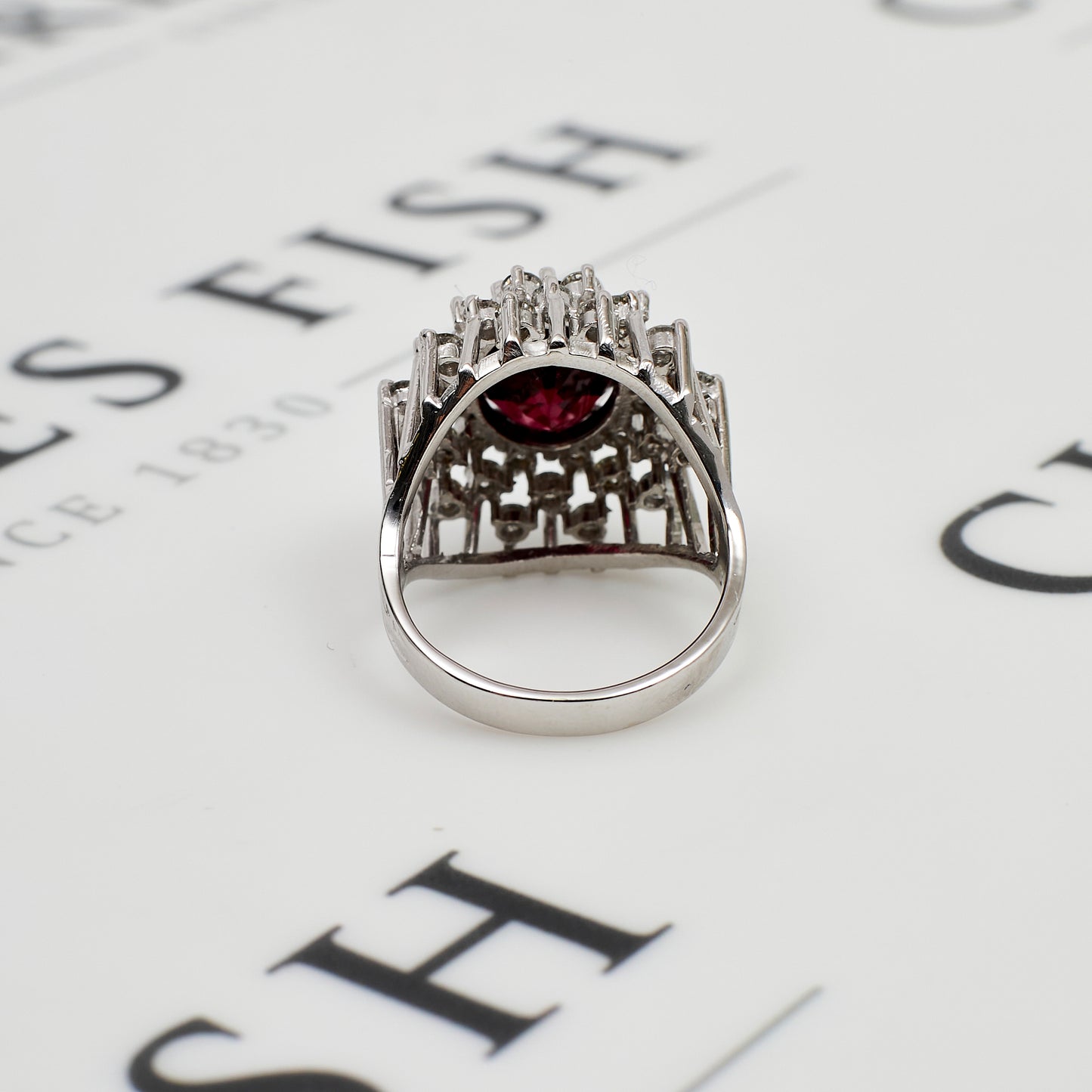 Pre-Owned 14ct White Gold Garnet & Diamond Cocktail Ring