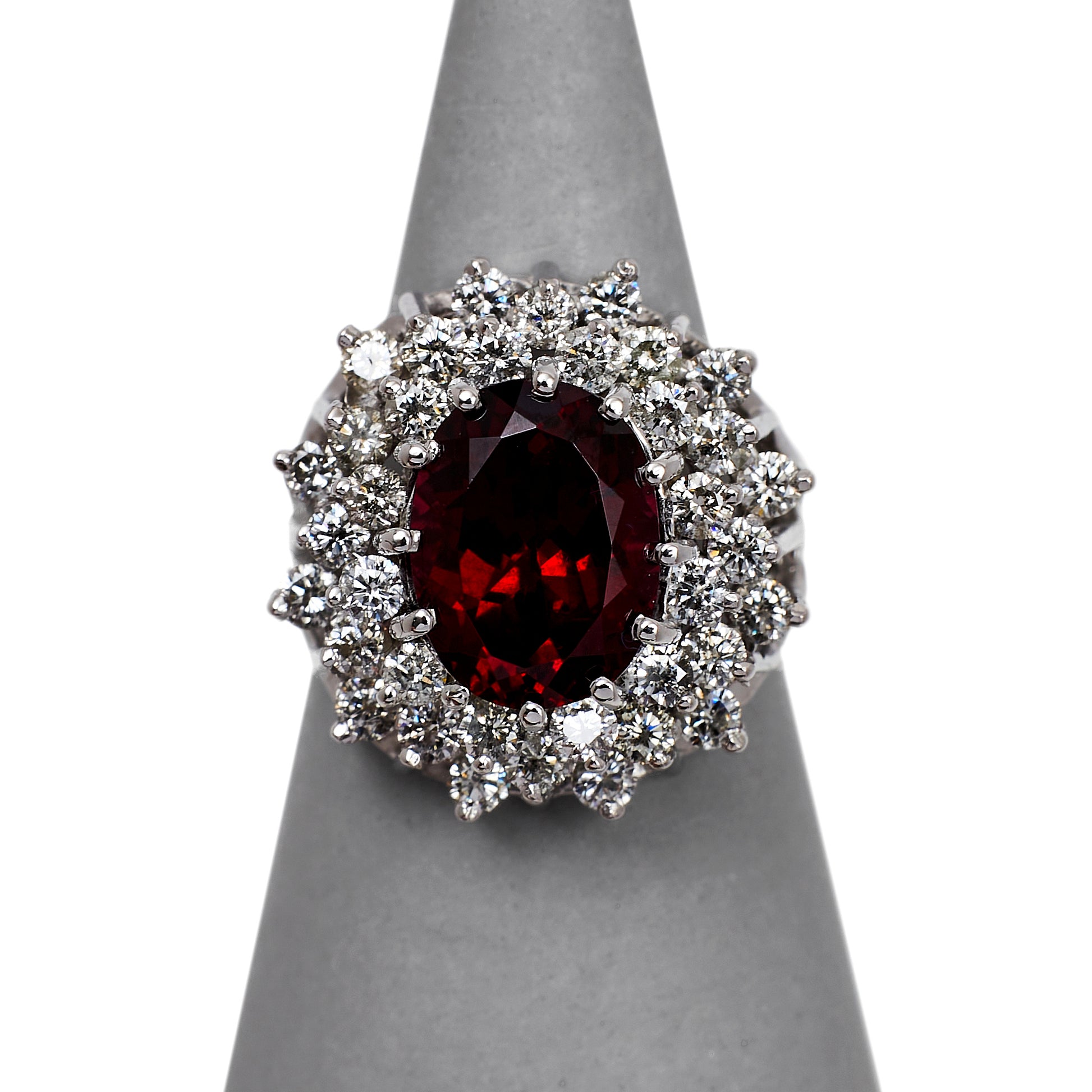 Pre-Owned 14ct White Gold Garnet & Diamond Cocktail Ring 