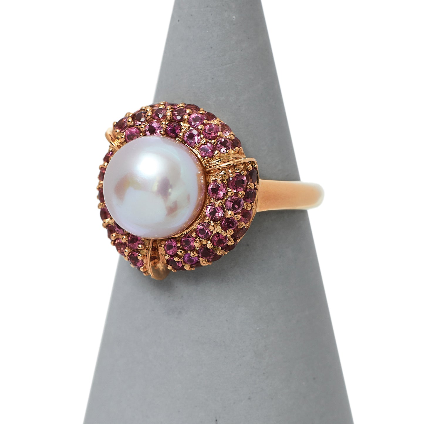 Pre-Owned 9ct Gold Pearl & Pink Sapphire Cocktail Ring