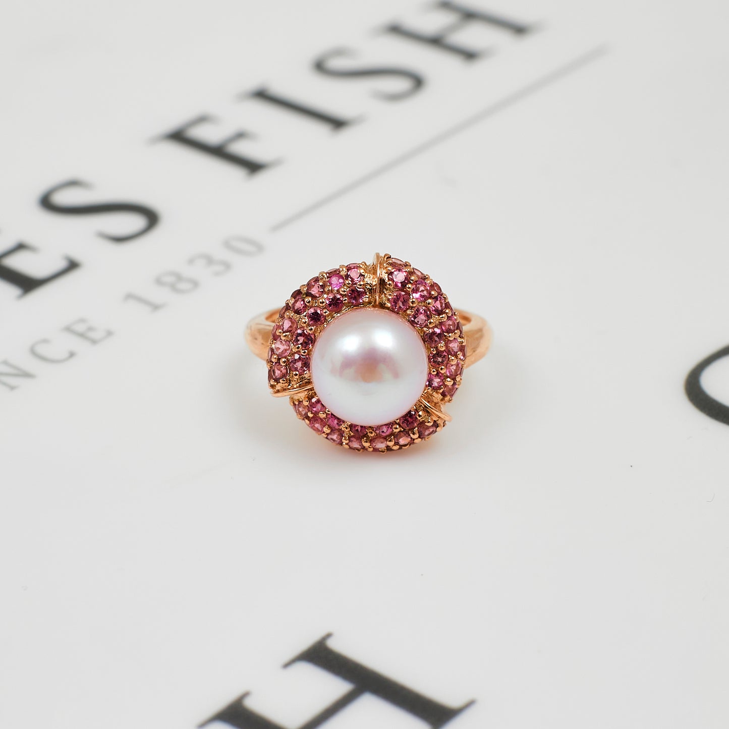 Pre-Owned 9ct Gold Pearl & Pink Sapphire Cocktail Ring