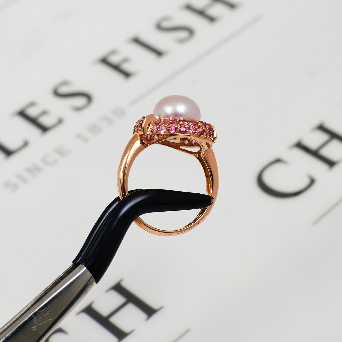 Pre-Owned 9ct Gold Pearl & Pink Sapphire Cocktail Ring