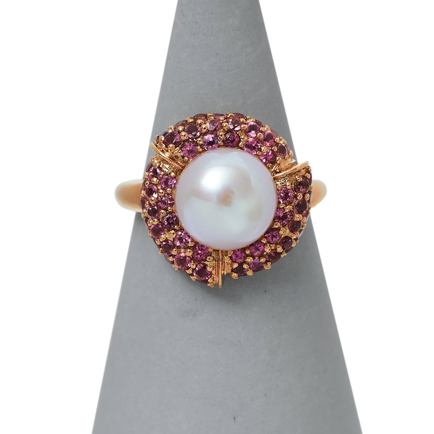 Pre-Owned 9ct Gold Pearl & Pink Sapphire Cocktail Ring