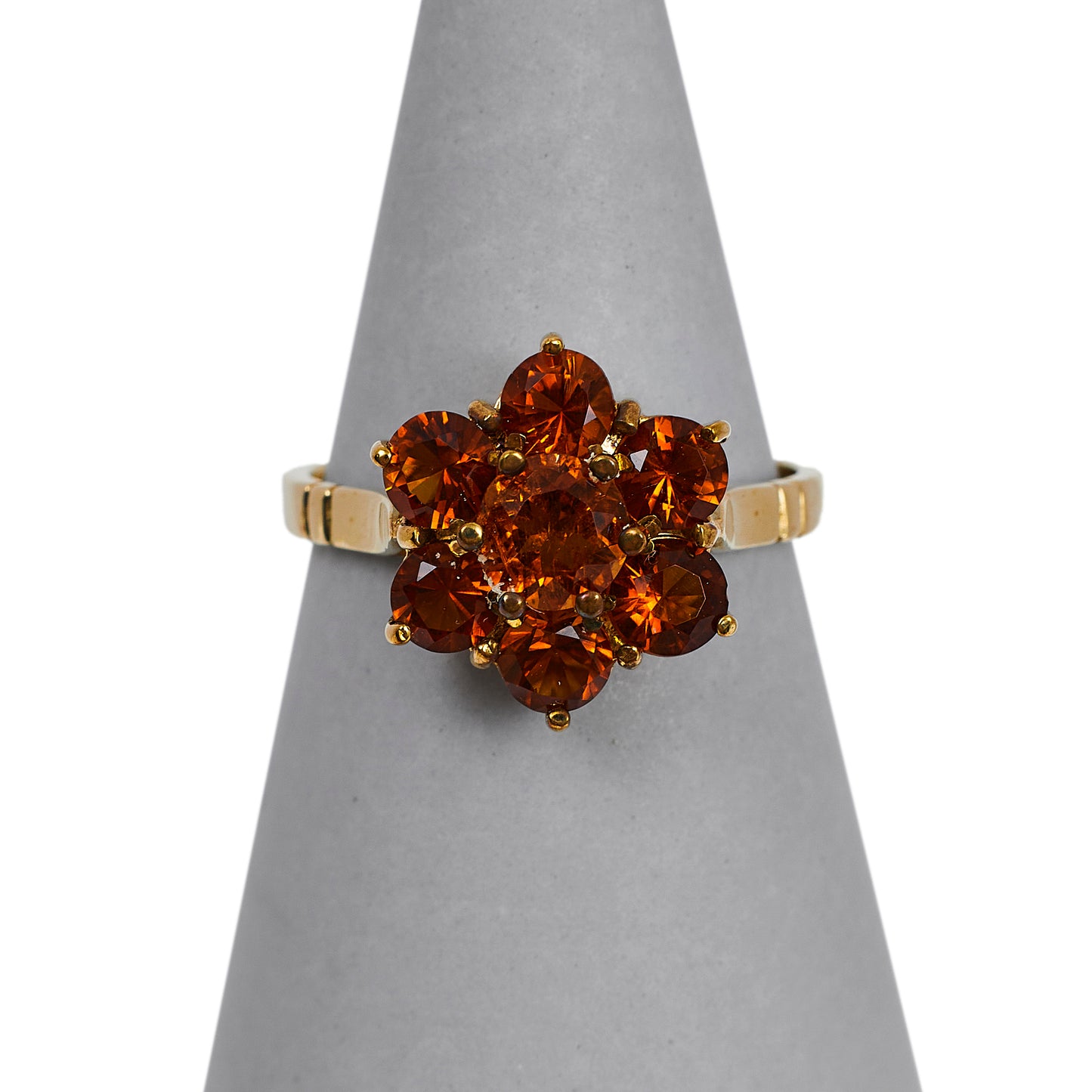 Pre-Owned 9ct Gold 7 Citrine Cluster Ring - Size M