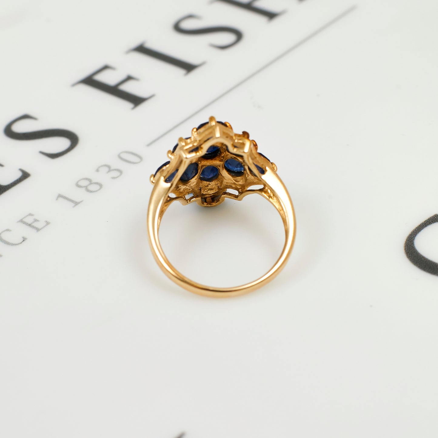 Pre-Owned 9ct Gold Diamond Shaped Sapphire Cocktail Ring