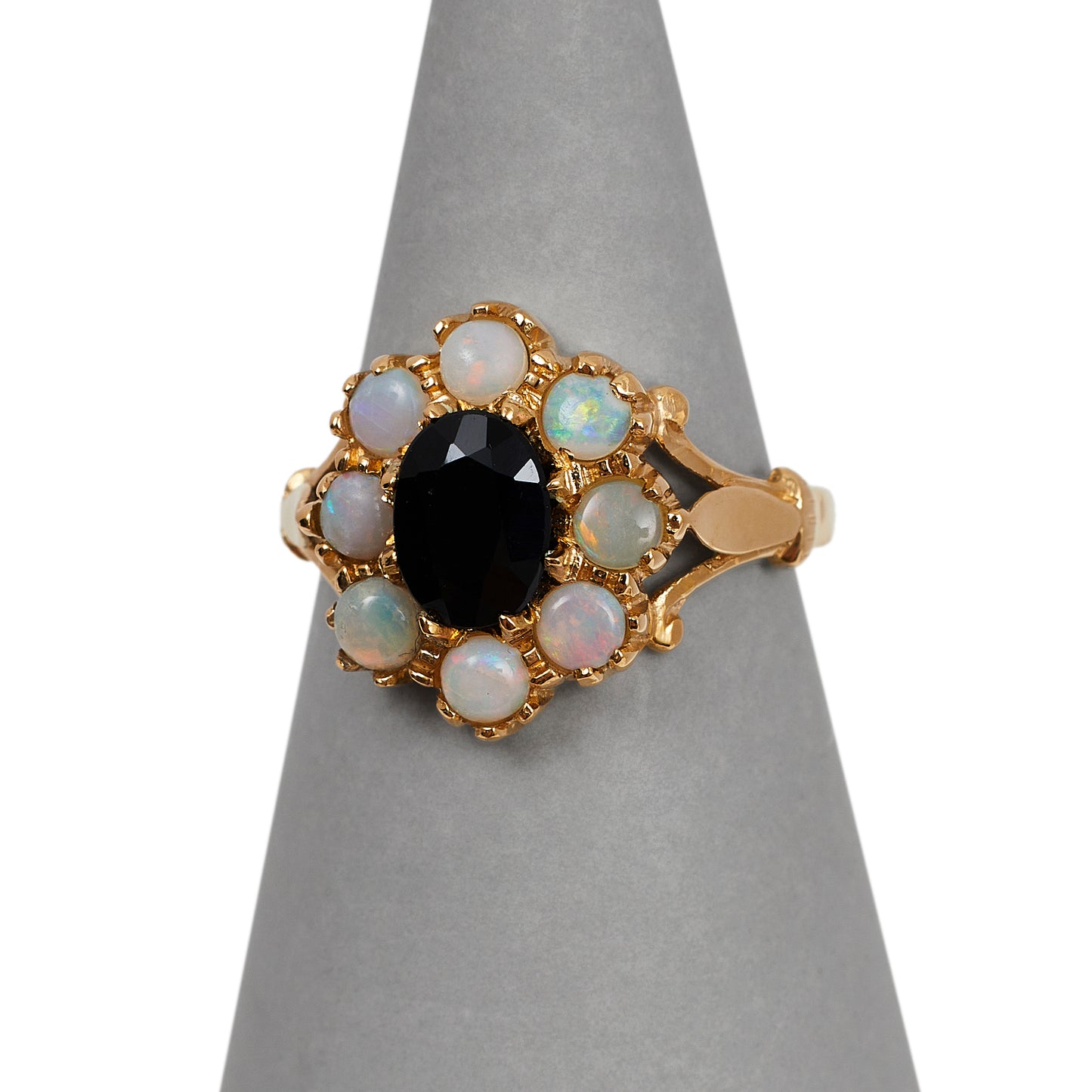 Pre-Owned 9ct Gold Sapphire & Opal Flower Dress Ring