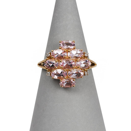 Pre-Owned 9ct Gold Kunzite & Diamond Ring 