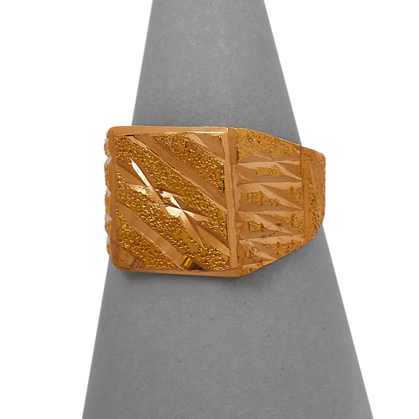 Pre-Owned 22ct Gold Bark Textured Signet Ring