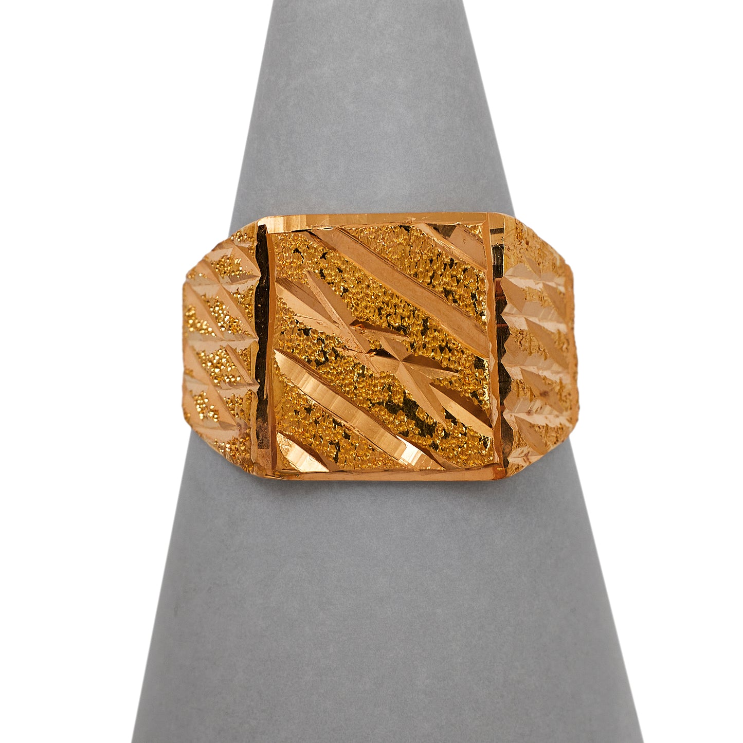 Pre-Owned 22ct Gold Bark Textured Signet Ring 