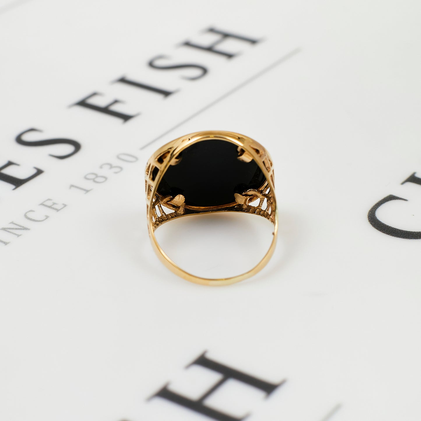 Pre-Owned B Initial Onyx Disc Ring