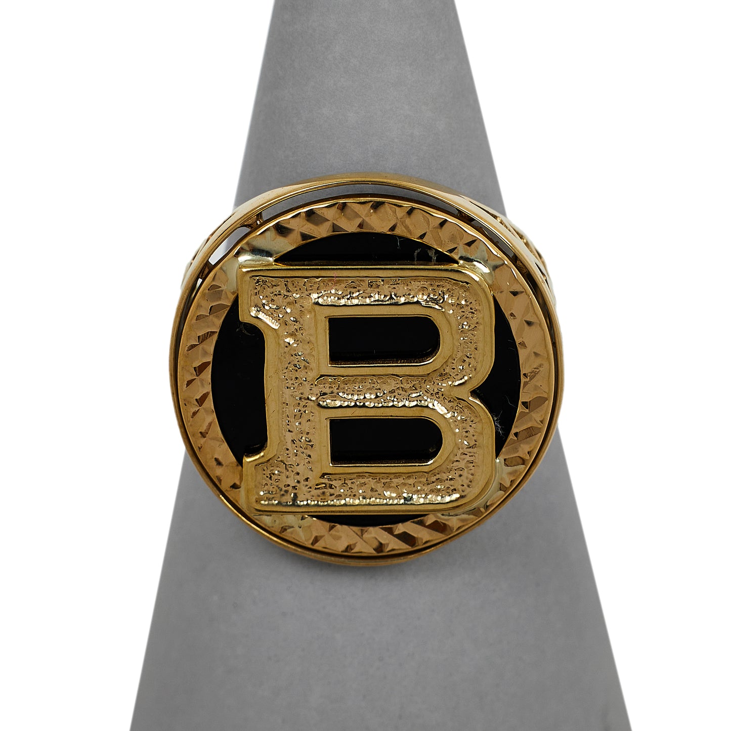 Pre-Owned B Initial Onyx Disc Ring