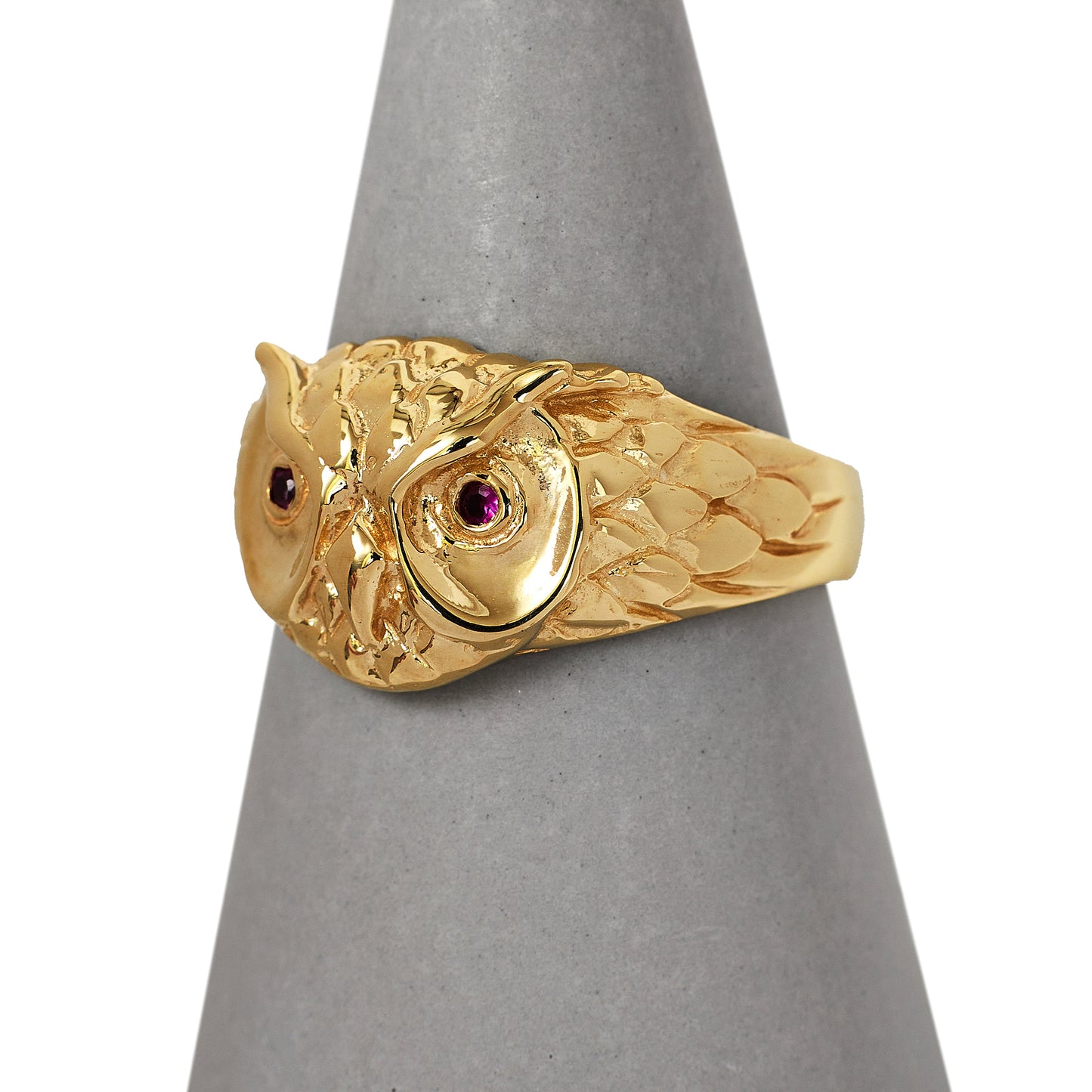 Pre-Owned 9ct Gold Owl Head Ring & Ruby Eyes