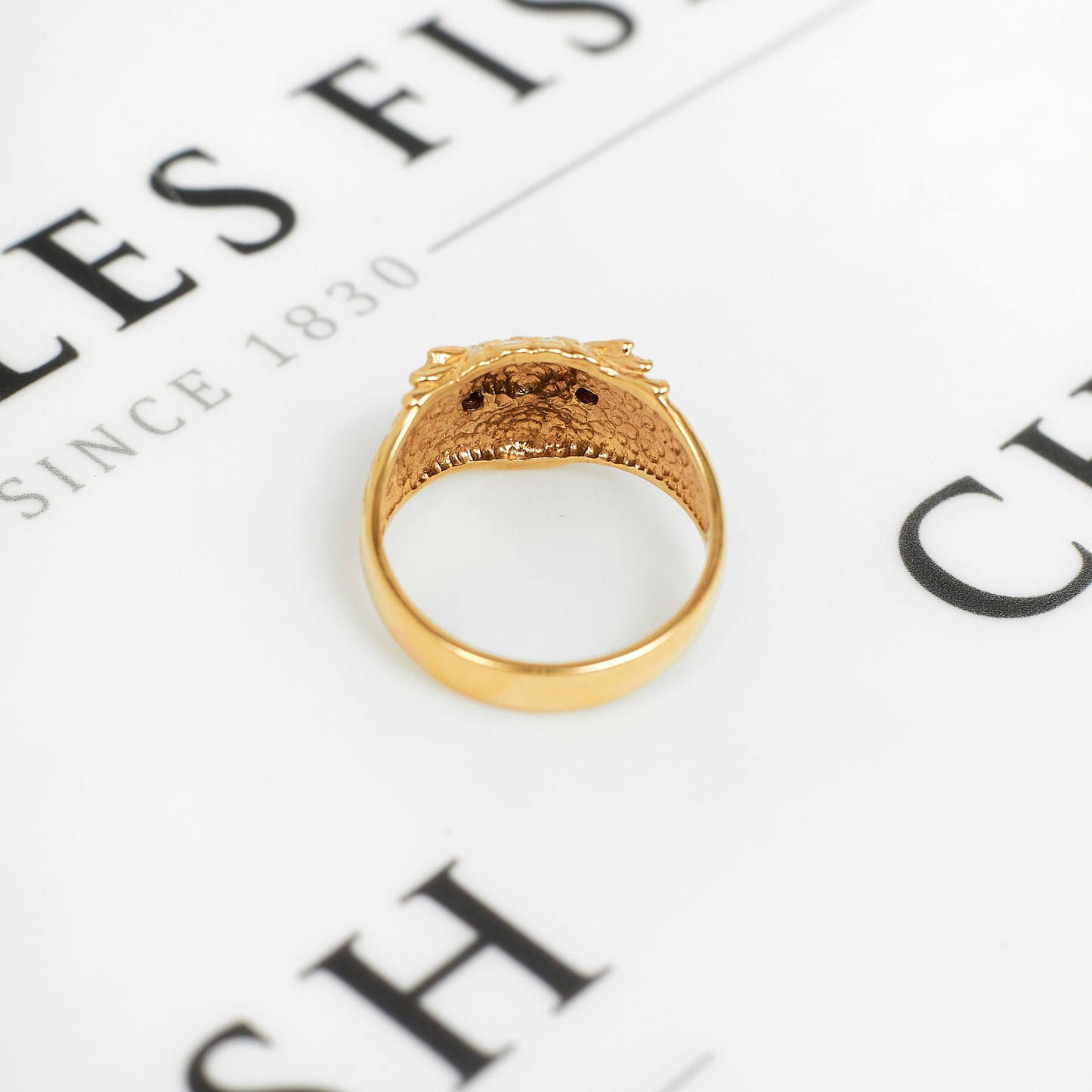 Pre-Owned 9ct Gold Owl Head Ring & Ruby Eyes