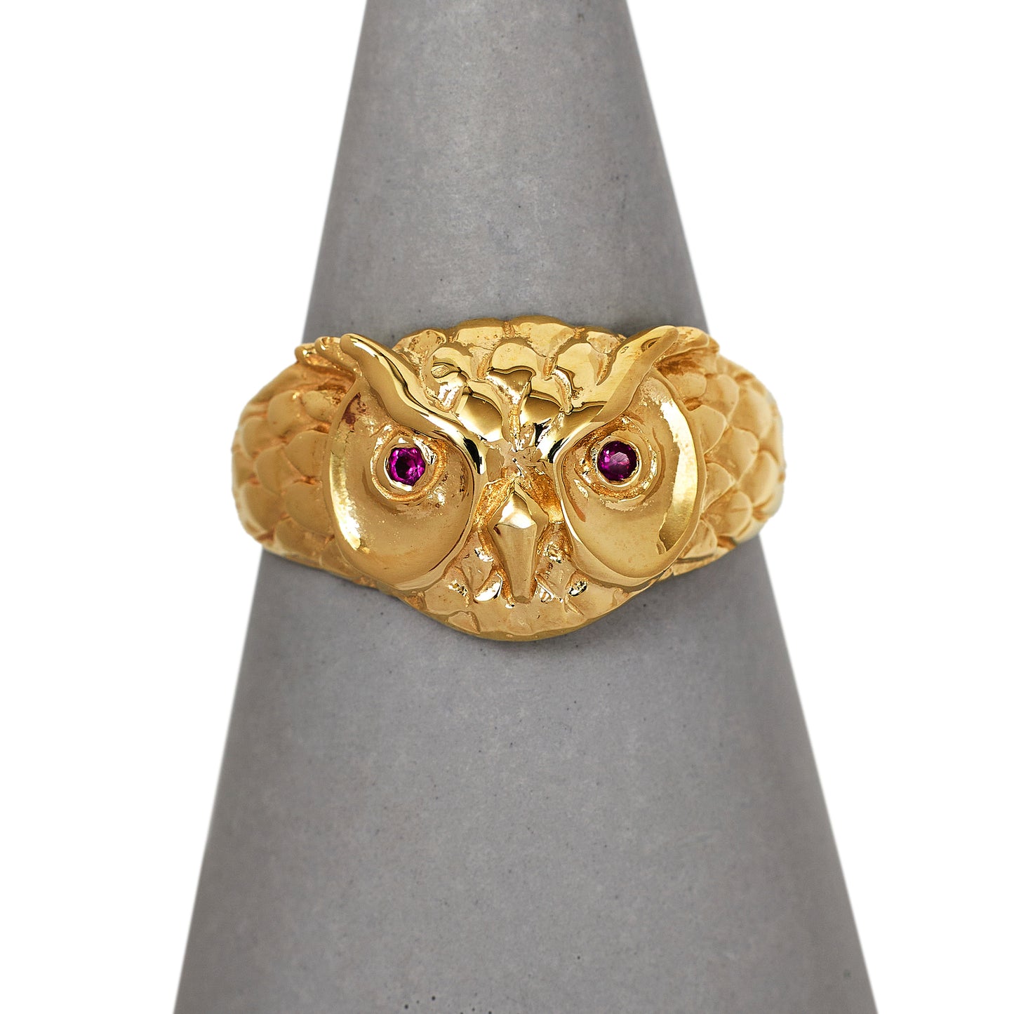 Pre-Owned 9ct Gold Owl Head Ring & Ruby Eyes