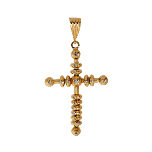 Pre-Owned 9ct Gold & Diamond Large Cross Pendant