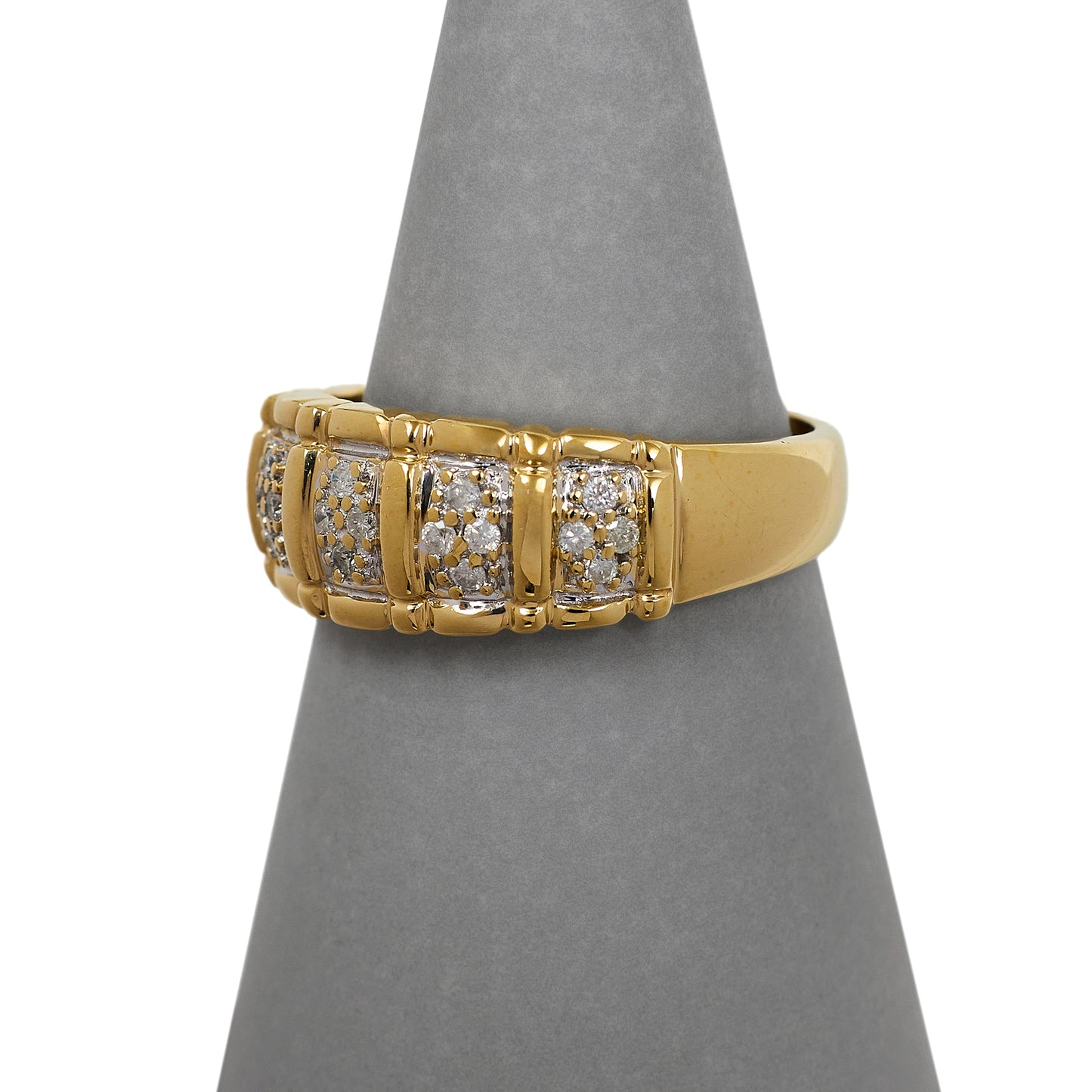 Pre-Owned 14ct Gold & Diamond 60s Style Bump Head Ring